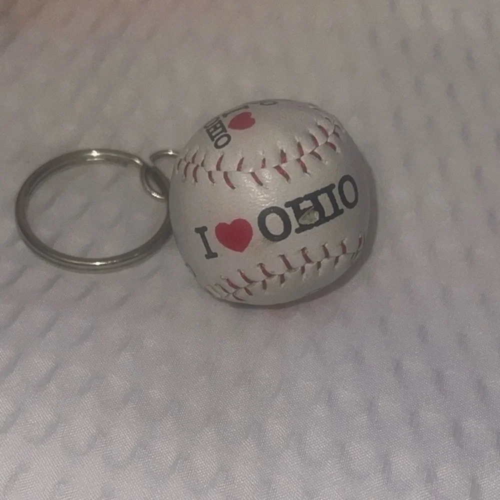 I Love Ohio Baseball Keychain